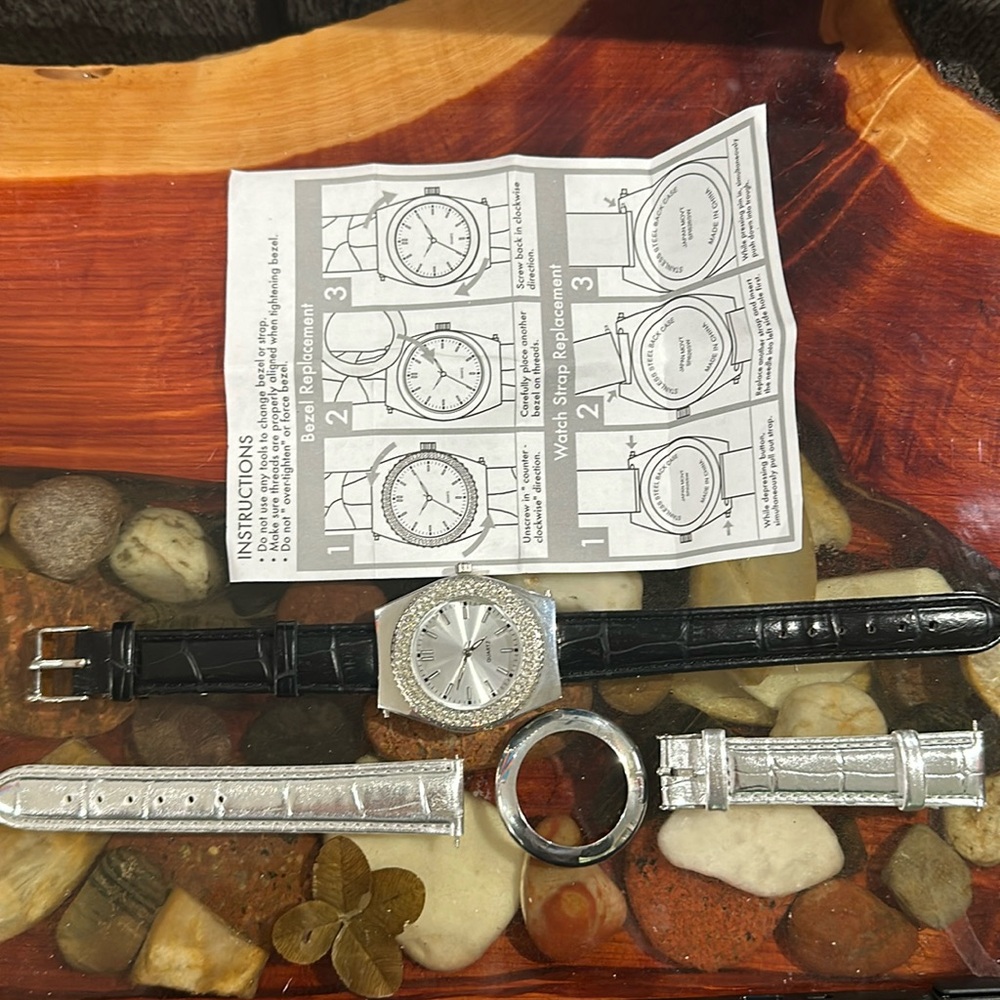 NWOT stainless steel back case and genuine leather watch band - WATCH